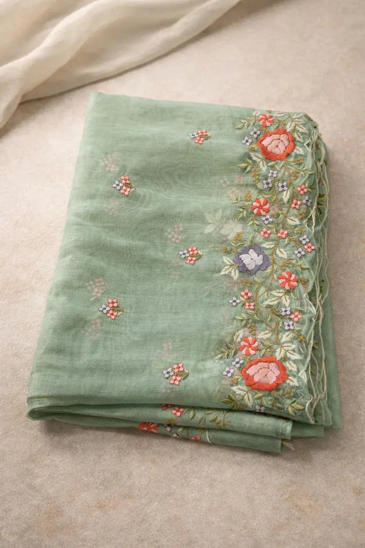 Tissue Organza Saree with scallope embroidery - SOL BY SMITHA
