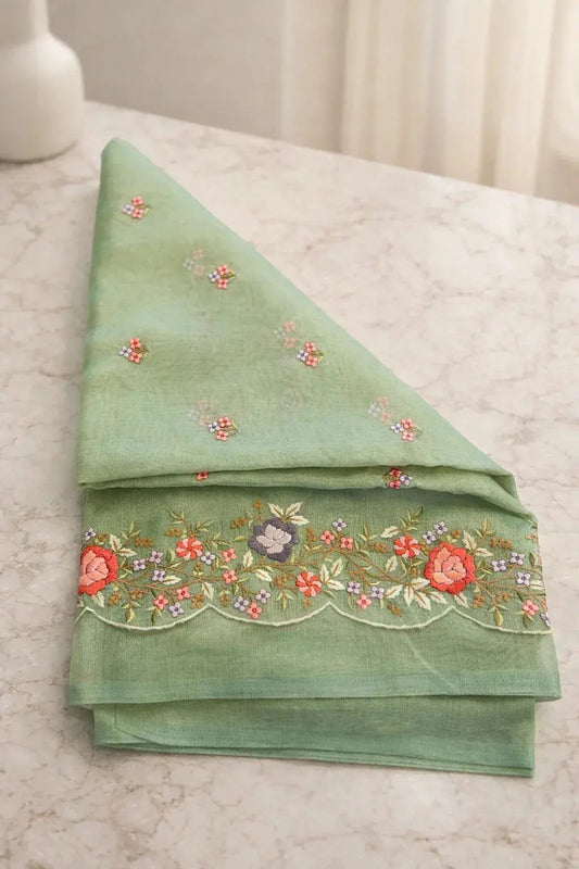 Tissue Organza Saree with scallope embroidery - SOL BY SMITHA