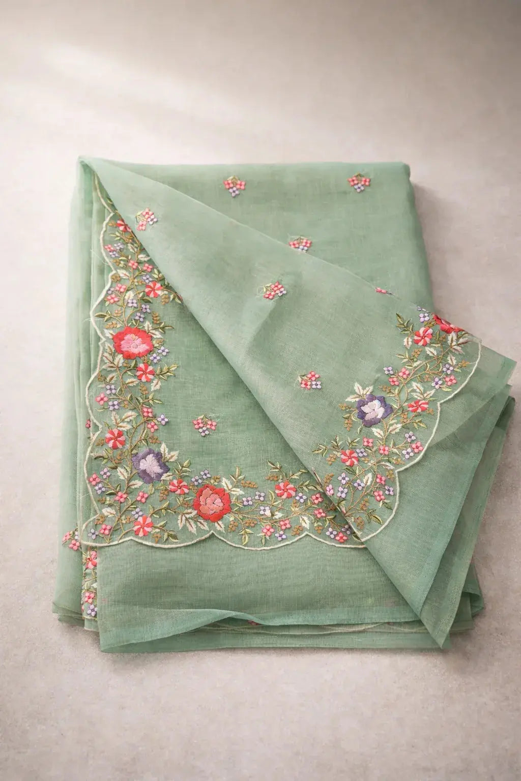 Tissue Organza Saree with scallope embroidery - SOL BY SMITHA