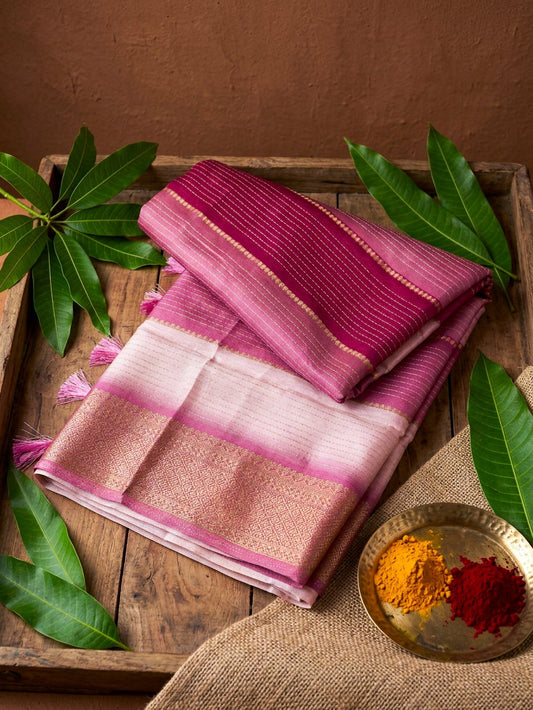 Two Tone Silk Saree for Women | Contrast Color Saree with Zari Work - SOL BY SMITHA