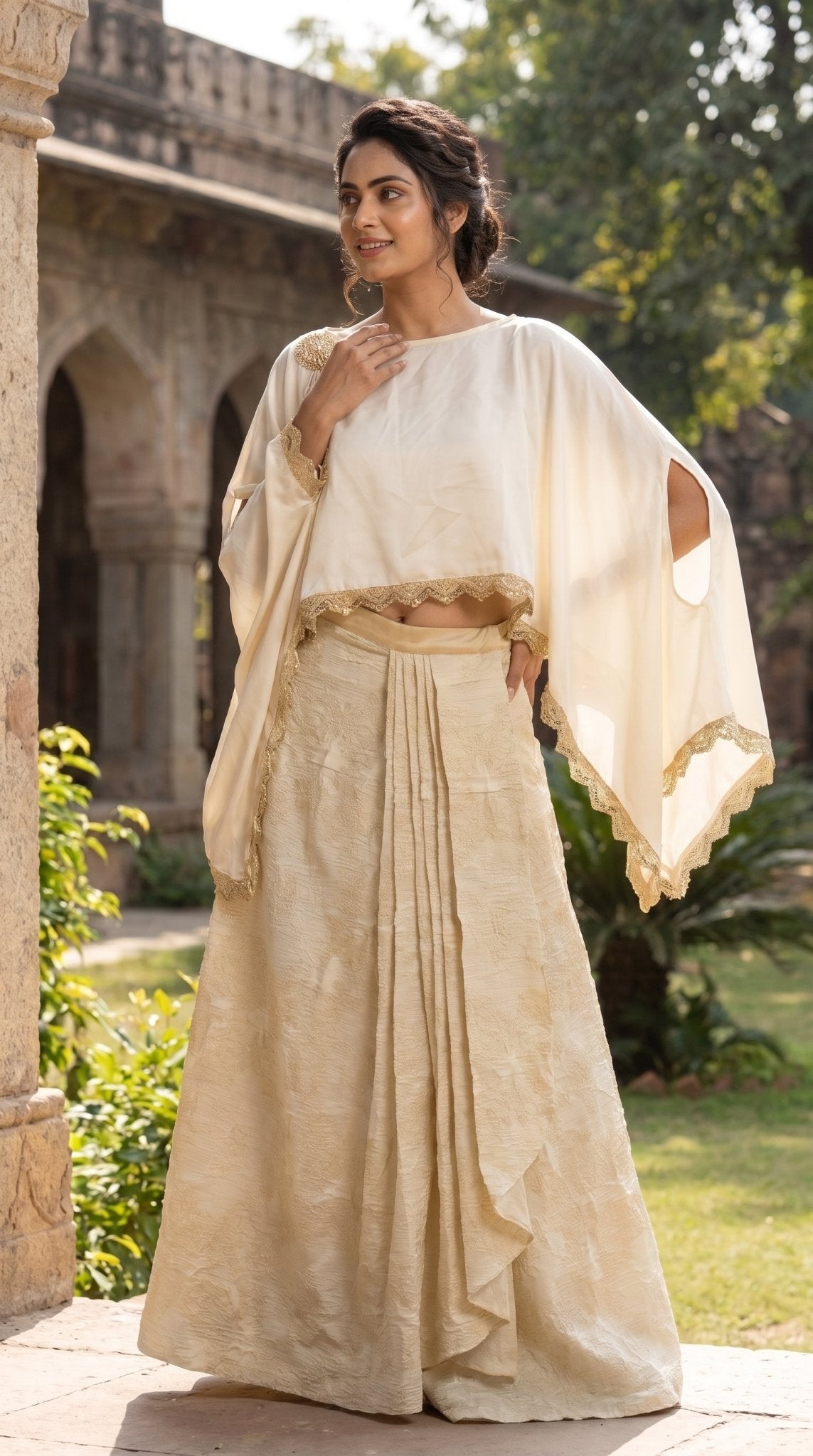 Women’s Armani Satin Cape & Adjustable Drape Skirt Set | Crush Brocade - SOL BY SMITHA