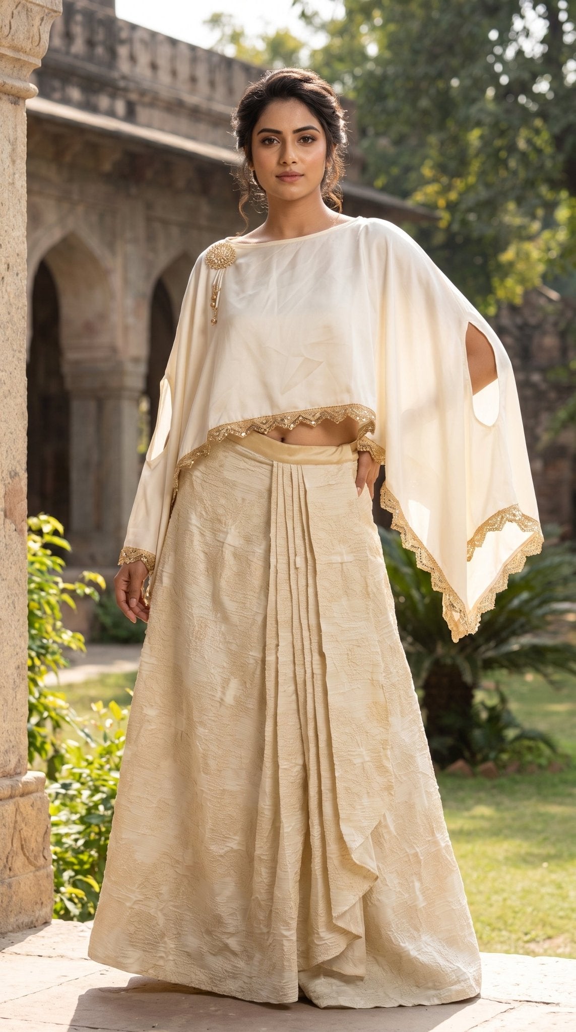Women’s Armani Satin Cape & Adjustable Drape Skirt Set | Crush Brocade - SOL BY SMITHA