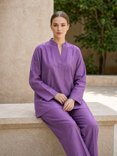 Women’s Crepe Silk Coord Set | Relaxed Tunic & Wide - Leg Pants - SOL BY SMITHA