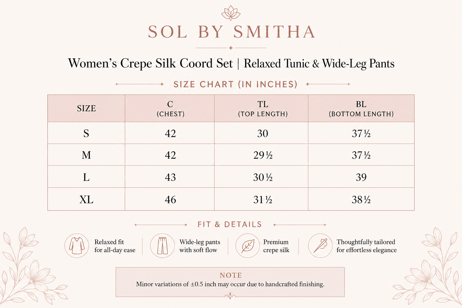 Women’s Crepe Silk Coord Set | Relaxed Tunic & Wide - Leg Pants - SOL BY SMITHA
