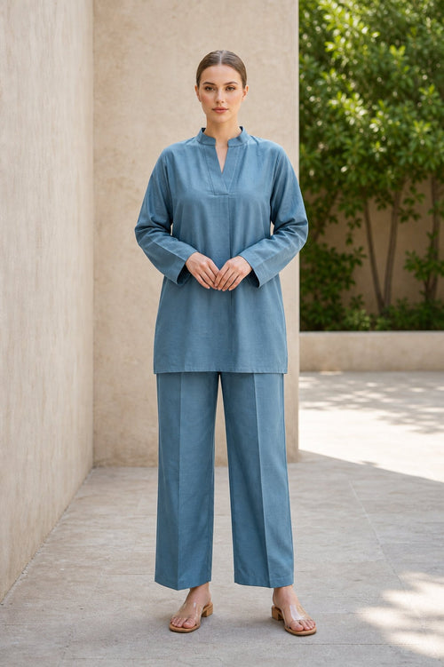 Women’s Crepe Silk Coord Set | Relaxed Tunic & Wide - Leg Pants - SOL BY SMITHA