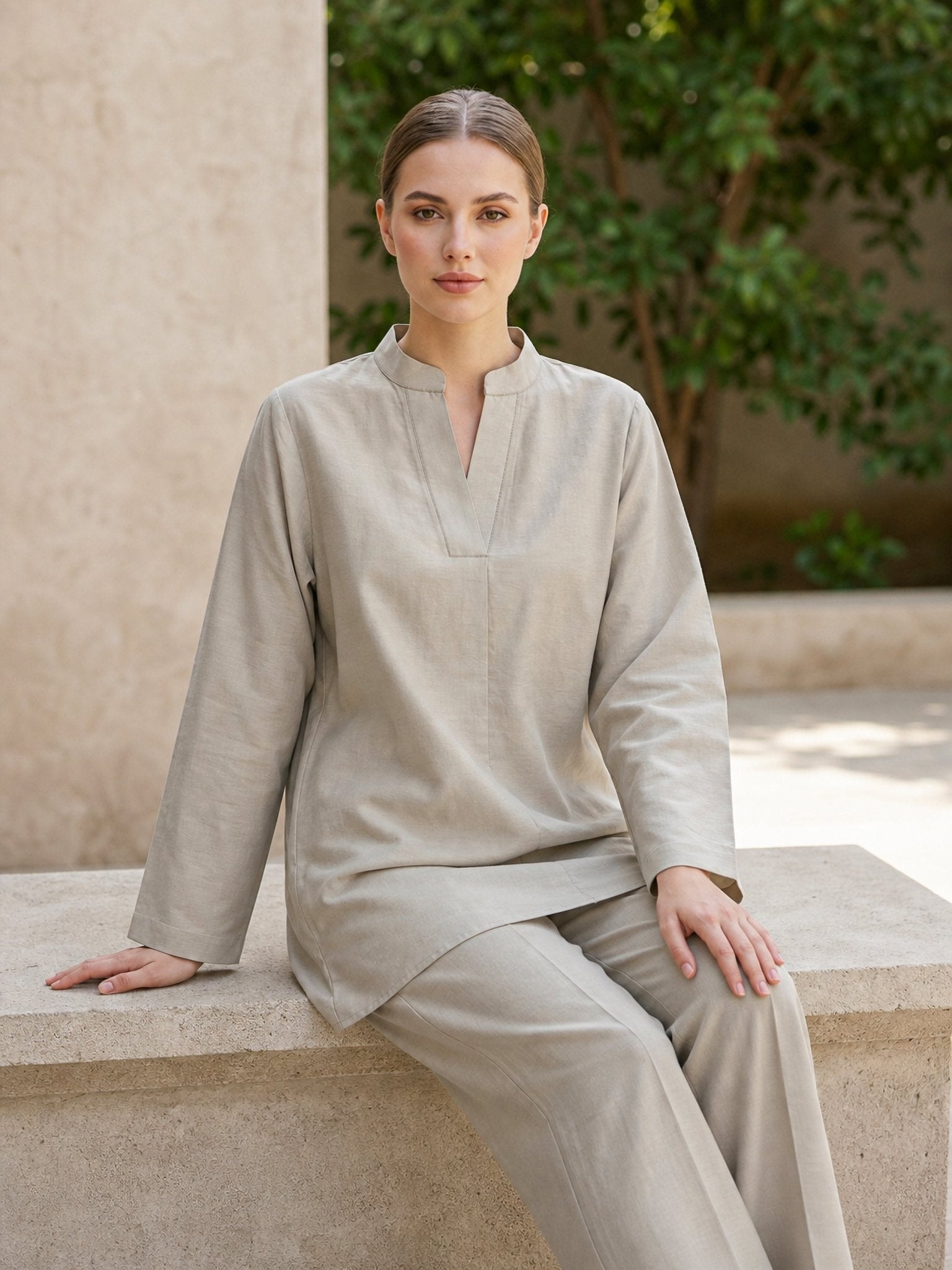Women’s Crepe Silk Coord Set | Relaxed Tunic & Wide - Leg Pants - SOL BY SMITHA