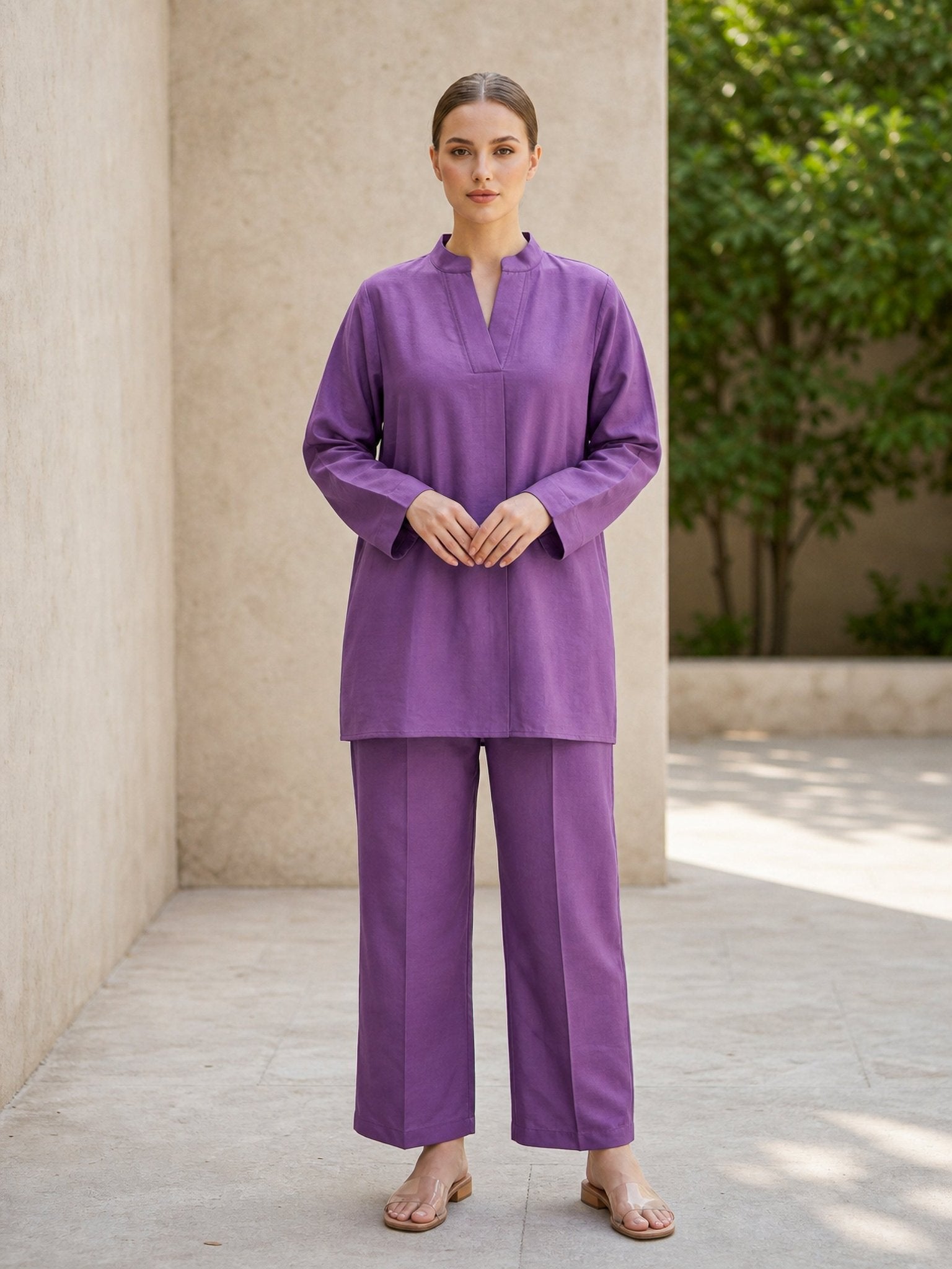 Women’s Crepe Silk Coord Set | Relaxed Tunic & Wide - Leg Pants - SOL BY SMITHA