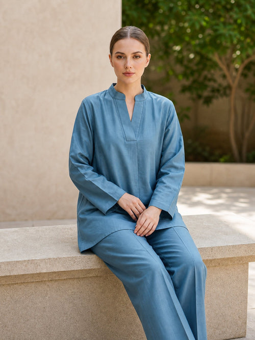 Women’s Crepe Silk Coord Set | Relaxed Tunic & Wide - Leg Pants - SOL BY SMITHA