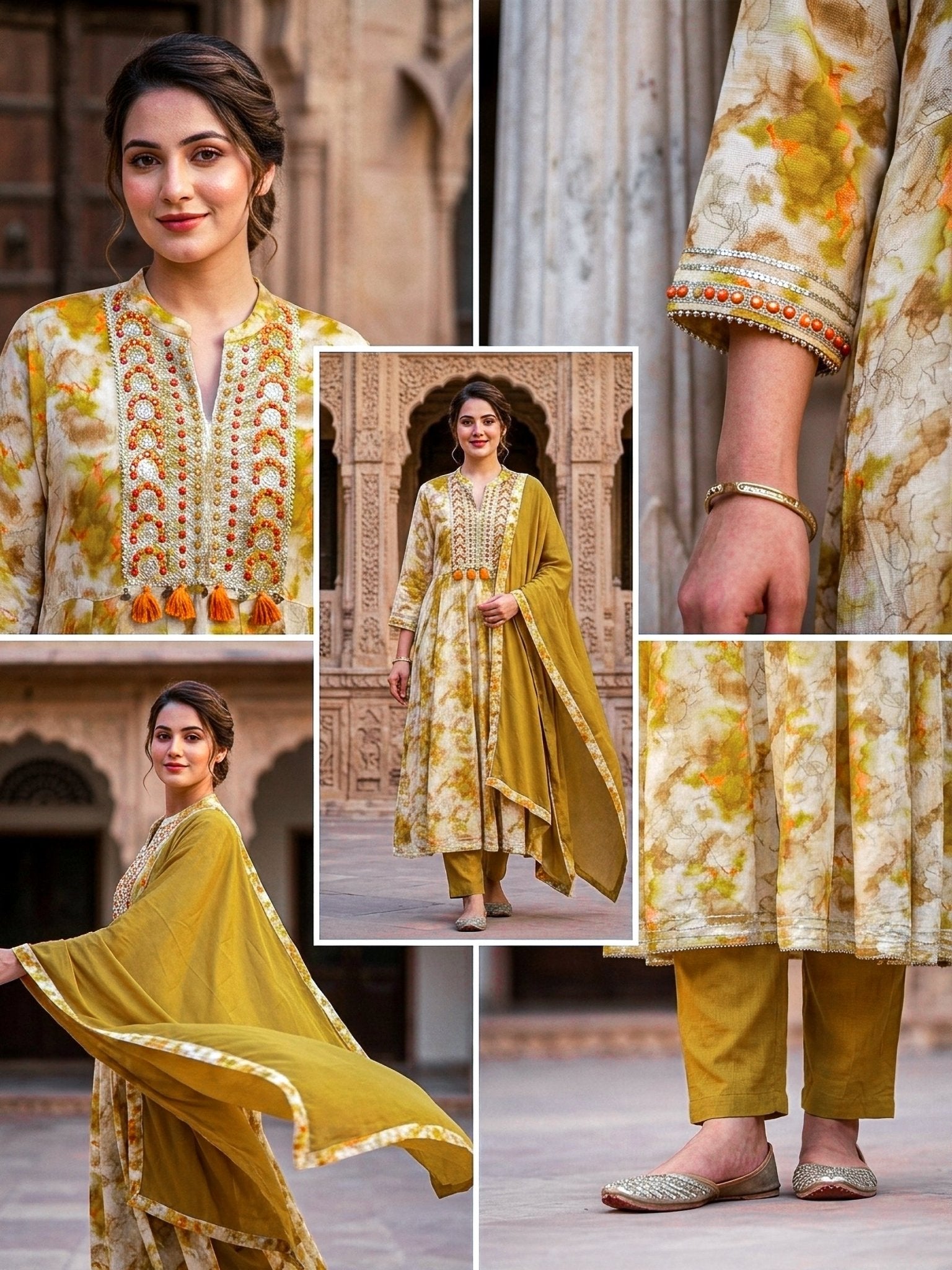 Yellow Anarkali 3 Piece Kurta Set | Stylish Festive Wear for Women - SOL BY SMITHA