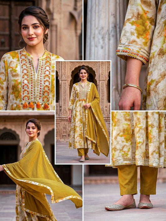 Yellow Anarkali 3 Piece Kurta Set | Stylish Festive Wear for Women - SOL BY SMITHA