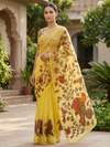 Yellow Organza Ready to Wear Saree with Floral Print – Lightweight Party Wear - SOL BY SMITHA